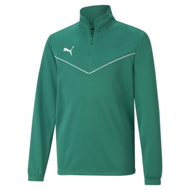 Puma-teamRISE 1/4 Zip Top Jr Pepper Green-Puma White | 140